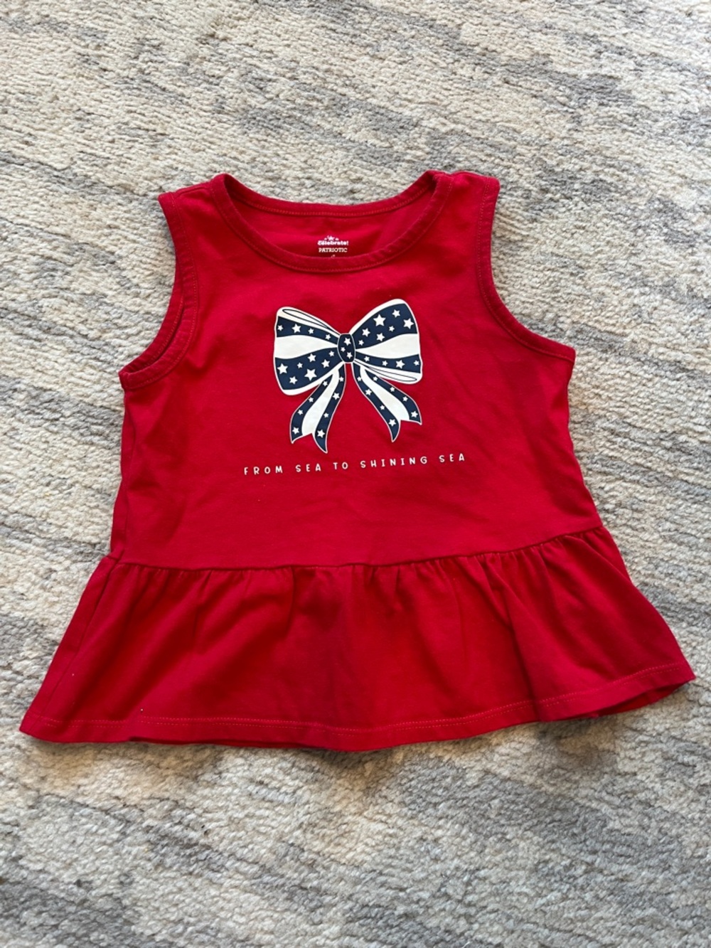 Red Sleeveless Peplum Tank Top with Nautical Bow